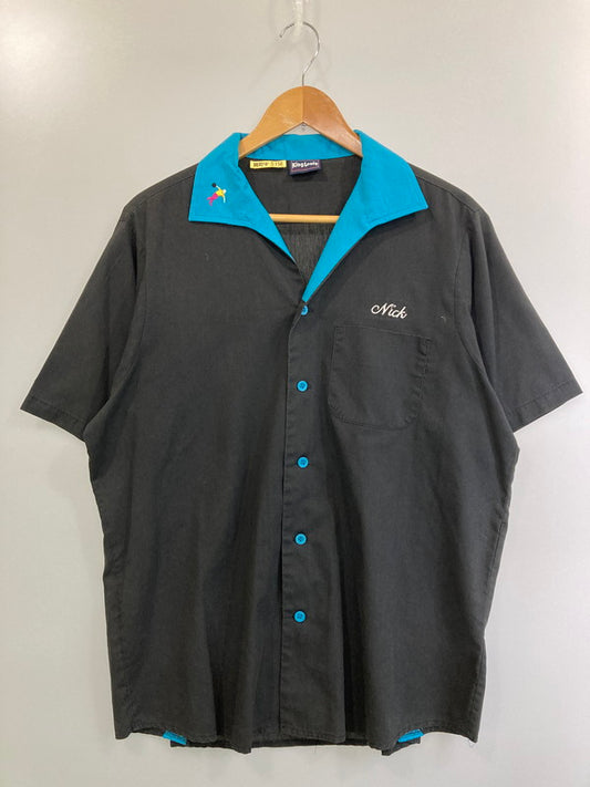 【中古品】【メンズ】  KING LOUIE キングルイ 80'S ボーリングシャツ 半袖トップス 146-250104-me-12-min カラー：ブラック/ブルー 万代Net店