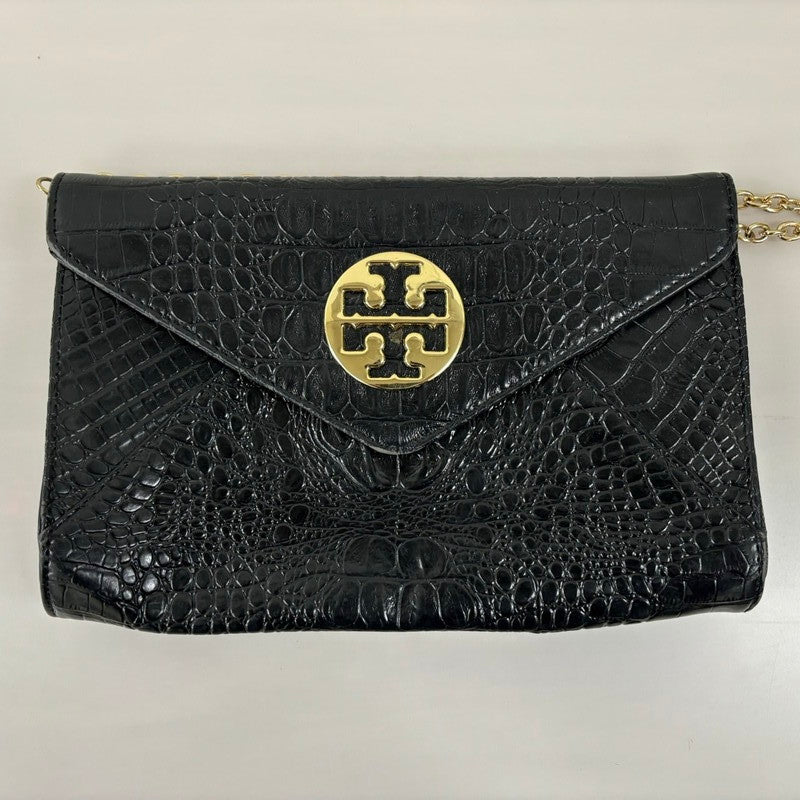 【現状渡し品】【レディース】 Tory Burch トリーバーチ CROCODILE LEATHER GOLD CHAIN BAG ショルダーバッグ 鞄 188-250105-AS-8-min カラー：ブラック 万代Net店