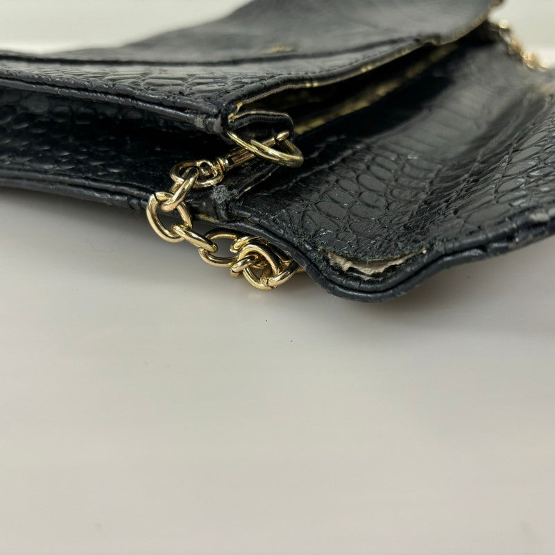 【現状渡し品】【レディース】 Tory Burch トリーバーチ CROCODILE LEATHER GOLD CHAIN BAG ショルダーバッグ 鞄 188-250105-AS-8-min カラー：ブラック 万代Net店