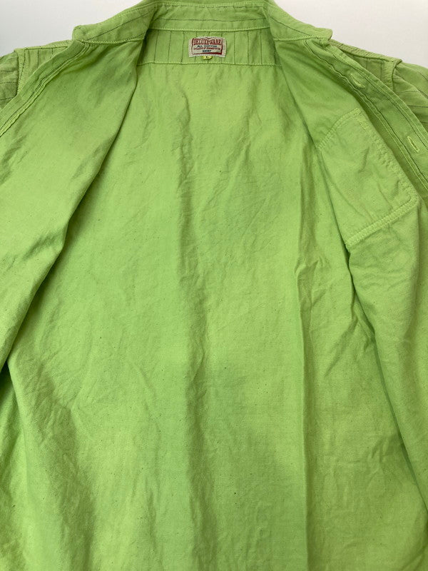 【中古品】【メンズ】 DELUXE WARE デラックスウエア ウォバッシュストライプ ワークシャツ 半袖シャツ 145-250105-AS-39-min サイズ：L カラー：グリーン系 万代Net店