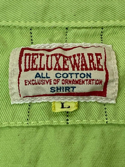 【中古品】【メンズ】 DELUXE WARE デラックスウエア ウォバッシュストライプ ワークシャツ 半袖シャツ 145-250105-AS-39-min サイズ：L カラー：グリーン系 万代Net店