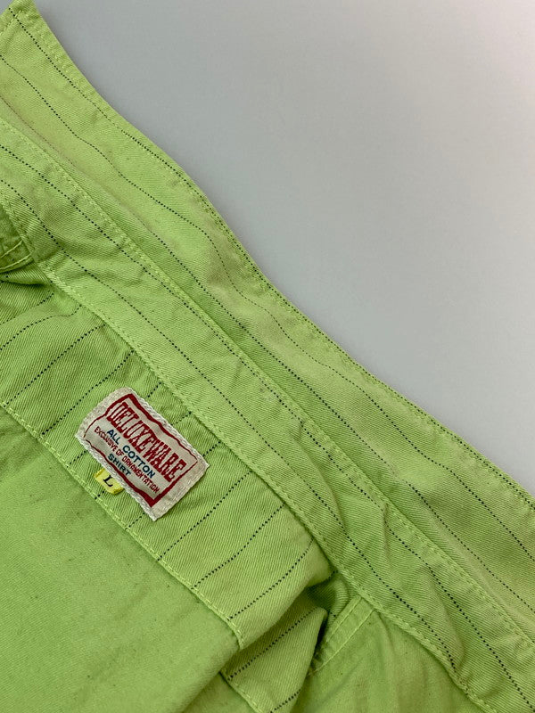 【中古品】【メンズ】 DELUXE WARE デラックスウエア ウォバッシュストライプ ワークシャツ 半袖シャツ 145-250105-AS-39-min サイズ：L カラー：グリーン系 万代Net店