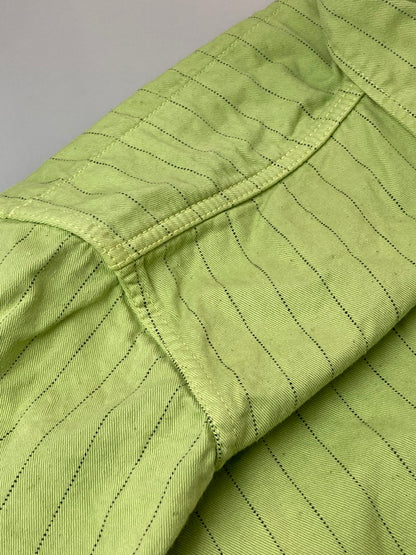 【中古品】【メンズ】 DELUXE WARE デラックスウエア ウォバッシュストライプ ワークシャツ 半袖シャツ 145-250105-AS-39-min サイズ：L カラー：グリーン系 万代Net店