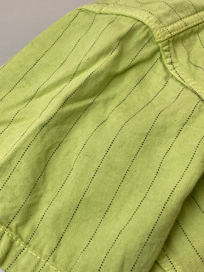 【中古品】【メンズ】 DELUXE WARE デラックスウエア ウォバッシュストライプ ワークシャツ 半袖シャツ 145-250105-AS-39-min サイズ：L カラー：グリーン系 万代Net店