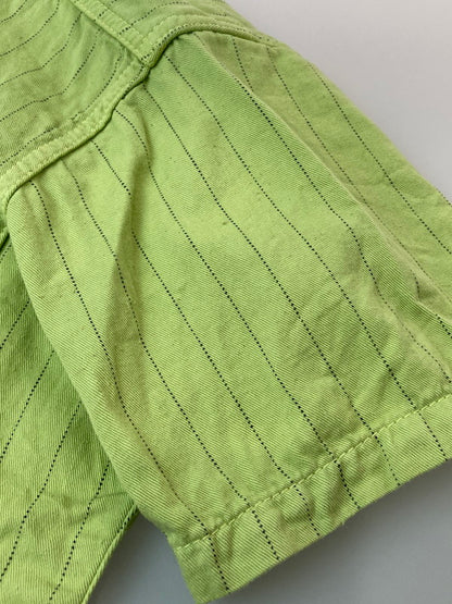 【中古品】【メンズ】 DELUXE WARE デラックスウエア ウォバッシュストライプ ワークシャツ 半袖シャツ 145-250105-AS-39-min サイズ：L カラー：グリーン系 万代Net店