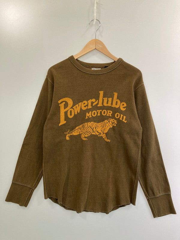 【中古品】【メンズ】 FREEWHEELERS フリーホイーラーズ POWER LUBE MOTOR OIL CREW NECK LONGSLEEVE SHIRTS クルーネックロングスリーブシャツ トップス 145-241230-ks-06-min サイズ：42 カラー：ブラウン 万代Net店