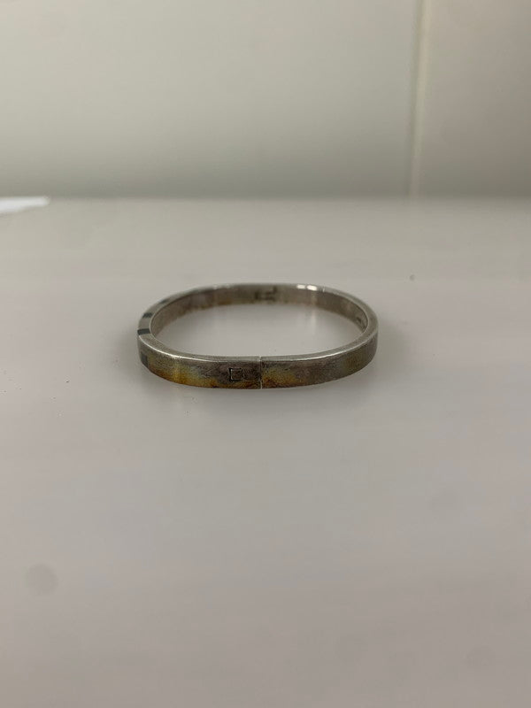 【中古品】【メンズ】 メキシカンジュエリー オニキス インレイ バングル アクセサリー ブレスレット 192-250105-AS-16-min カラー：シルバー 万代Net店