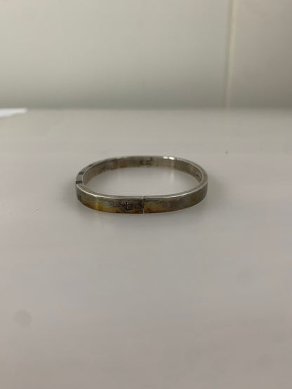 【中古品】【メンズ】 メキシカンジュエリー オニキス インレイ バングル アクセサリー ブレスレット 192-250105-AS-16-min カラー：シルバー 万代Net店