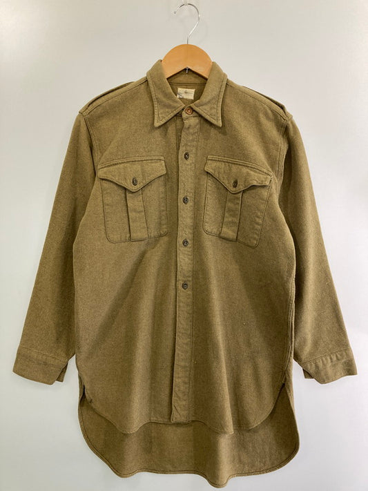 【中古品】【メンズ】 BRITISH ARMY ブリティッシュアーミー 50’S WOOL SHIRT 長袖シャツ ウール 146-250108-AS-35-min カラー：カーキ 万代Net店