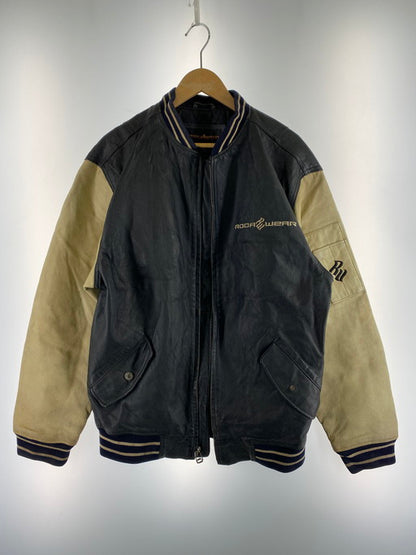 【ジャンク品】【メンズ】  ROCA WEAR ロカウェア LETHER STADIUM JACKET レザー スタジアムジャケット スタジャン アウター 146-250109-me-34-min サイズ：M カラー：ブラック 万代Net店