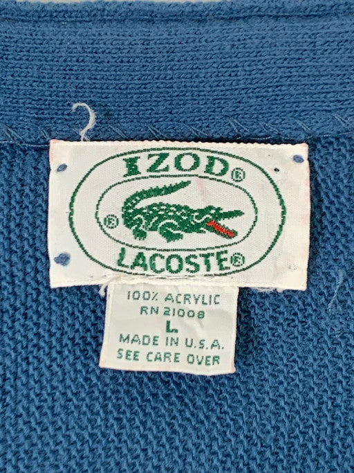 【現状渡し品】【メンズ】 IZOD LACOSTE アイゾッド ラコステ ACRYLIC CARDIGAN アクリル カーディガン 146-250113-me-08-min サイズ：L カラー：ブルー 万代Net店
