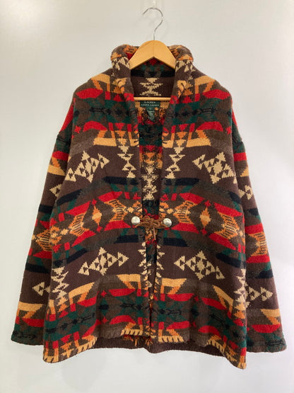 【中古品】【メンズ】 RALPH LAUREN ラルフローレン 90S LAMBSWOOL91% WOOL9% CARDIGAN ネイティブ柄 コンチョボタン ハンドニットカーディガン 146-250112-AB-16-min サイズ：L カラー：マルチカラー 万代Net店