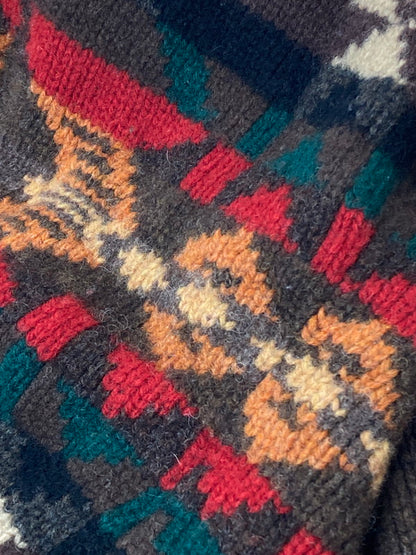 【中古品】【メンズ】 RALPH LAUREN ラルフローレン 90S LAMBSWOOL91% WOOL9% CARDIGAN ネイティブ柄 コンチョボタン ハンドニットカーディガン 146-250112-AB-16-min サイズ：L カラー：マルチカラー 万代Net店