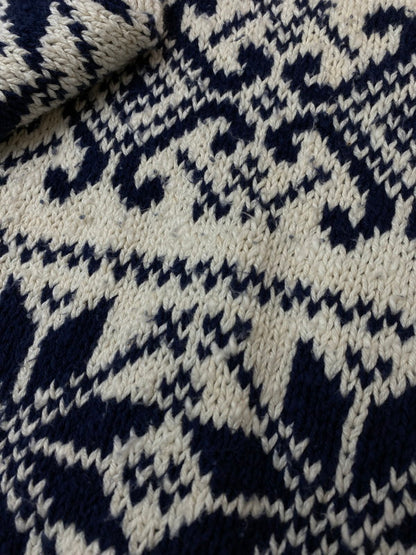 【中古品】【メンズ】 LAND'SEND ランズエンド USA製 80S　90S LS NORDIC COTTON KNIT ノルディックコットンニット 146-250115-ks-26-min サイズ：L カラー：ネイビー/ホワイト 万代Net店