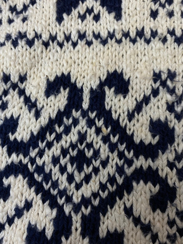 【中古品】【メンズ】 LAND'SEND ランズエンド USA製 80S　90S LS NORDIC COTTON KNIT ノルディックコットンニット 146-250115-ks-26-min サイズ：L カラー：ネイビー/ホワイト 万代Net店