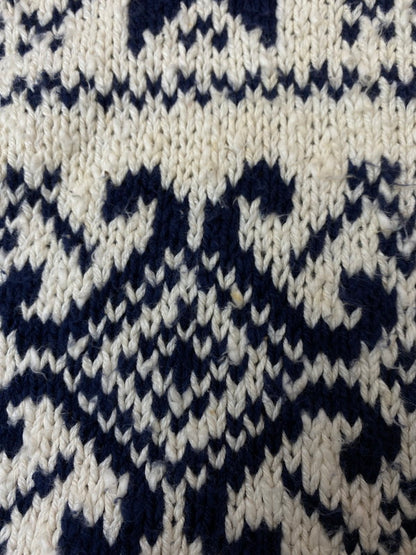【中古品】【メンズ】 LAND'SEND ランズエンド USA製 80S　90S LS NORDIC COTTON KNIT ノルディックコットンニット 146-250115-ks-26-min サイズ：L カラー：ネイビー/ホワイト 万代Net店