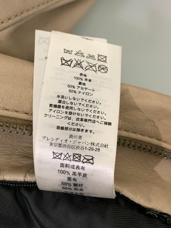 【中古品】【メンズ】 Emporio Armani エンポリオ・アルマーニ DOUBLE RIDERS JACKET レザー ダブルライダース ジャケット アウター 141-250125-yn-04-min サイズ：XS カラー：ベージュ系 万代Net店