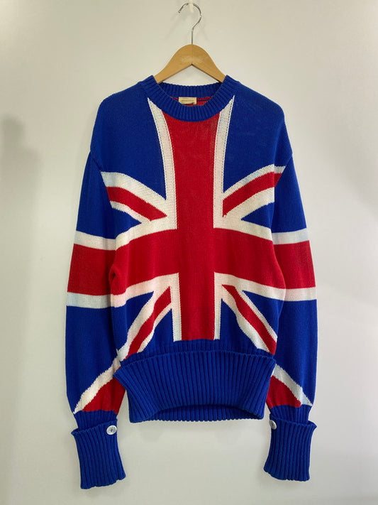 【中古品】【メンズ】 STEFAN COOKE ステファンクック UNION JACK TURN-UP JUMPER ユニオンジャックニット メンズ セーター 141-250114-em-24-min サイズ：L カラー：ブルー 万代Net店