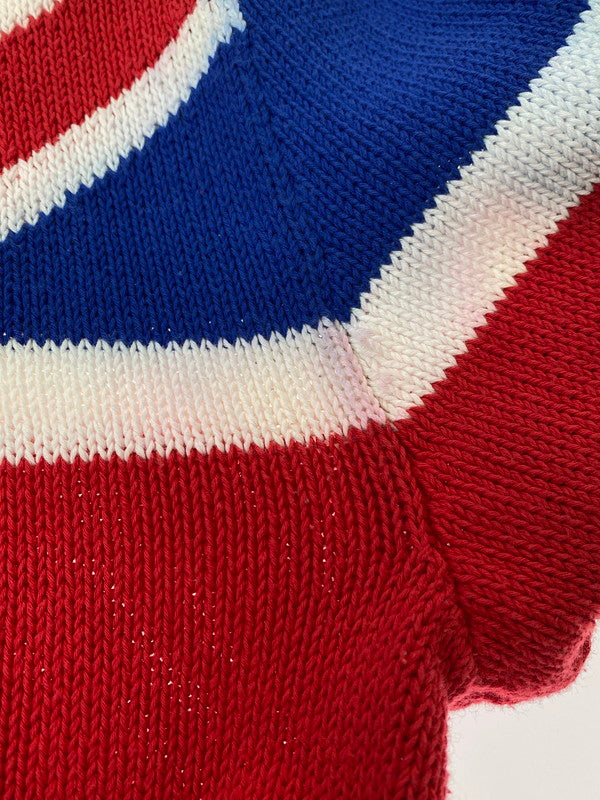【中古品】【メンズ】 STEFAN COOKE ステファンクック UNION JACK TURN-UP JUMPER ユニオンジャックニット メンズ セーター 141-250114-em-24-min サイズ：L カラー：ブルー 万代Net店