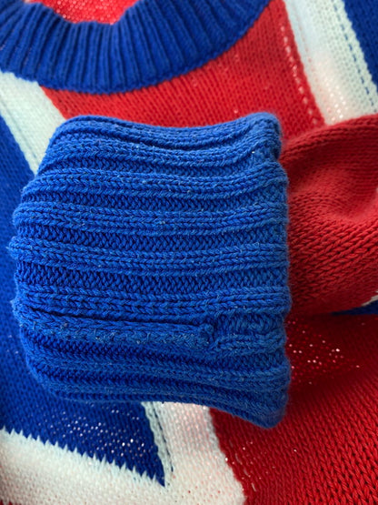 【中古品】【メンズ】 STEFAN COOKE ステファンクック UNION JACK TURN-UP JUMPER ユニオンジャックニット メンズ セーター 141-250114-em-24-min サイズ：L カラー：ブルー 万代Net店