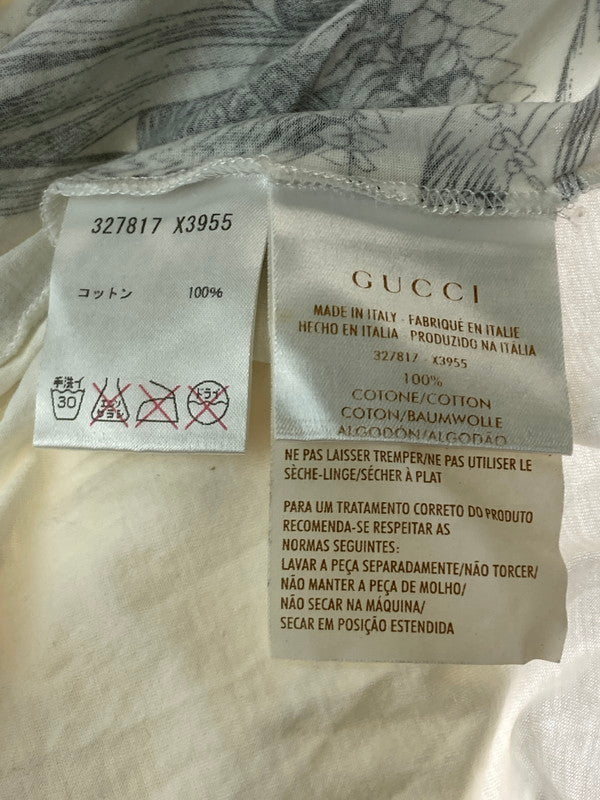 【中古品】【メンズ】 GUCCI グッチ S/S TEE 327817 X3955 フローラルプリント ショートスリーブ Tシャツ 半袖Tシャツ トップス 141-250125-yn-07-min サイズ：XS カラー：アイボリー 万代Net店