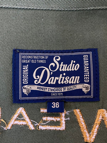 【中古美品】【メンズ】 STUDIO D’ARTISAN ステュディオダルチザン 4593 刺繍スポーツジャケット 145-250115-ks-34-min サイズ：36 カラー：モスグリーン 万代Net店