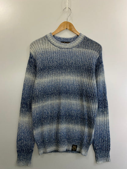 【中古美品】【メンズ】 THE BLUE PORT ブルーポート × HEATH ヒース グラデーションニット KN010 メンズ セーター 長そで 145-250123-em-06-min サイズ：M カラー：ホワイト/ネイビー（グラデーション） 万代Net店