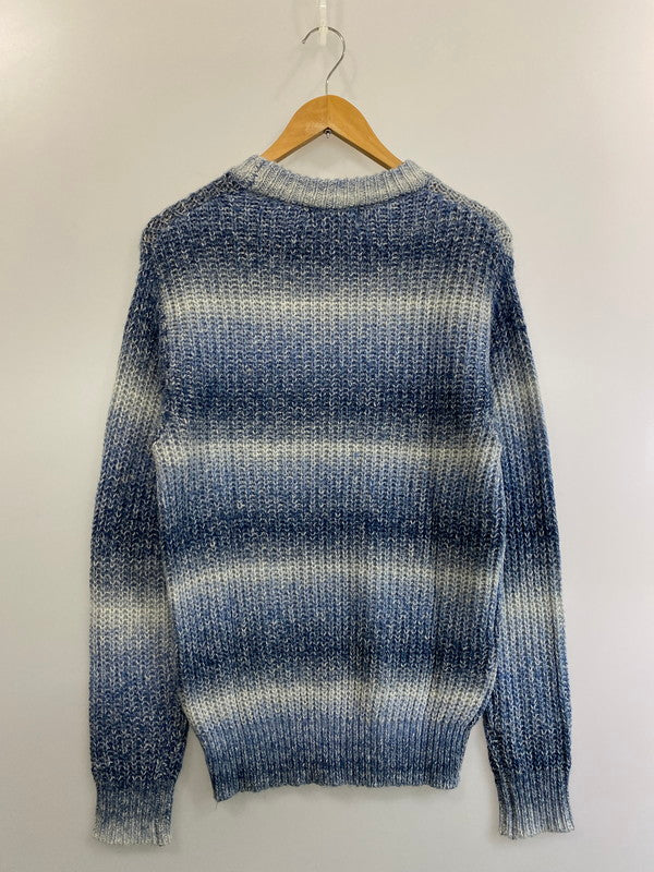 【中古美品】【メンズ】 THE BLUE PORT ブルーポート × HEATH ヒース グラデーションニット KN010 メンズ セーター 長そで 145-250123-em-06-min サイズ：M カラー：ホワイト/ネイビー（グラデーション） 万代Net店