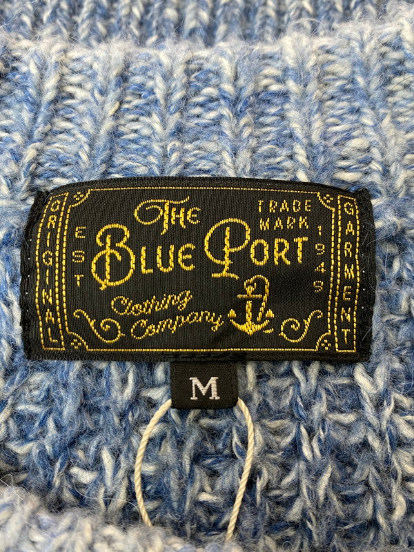 【中古美品】【メンズ】 THE BLUE PORT ブルーポート × HEATH ヒース グラデーションニット KN010 メンズ セーター 長そで 145-250123-em-06-min サイズ：M カラー：ホワイト/ネイビー（グラデーション） 万代Net店