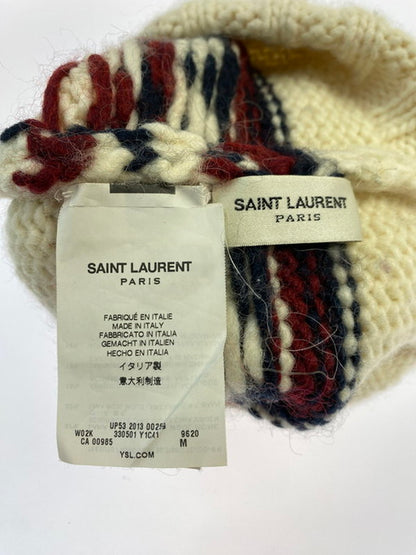 【中古品】【メンズ/レディース】 SAINT LAURENT サンローラン ノルディック ニットキャップ 帽子 ニット帽 185-250119-AS-32-min カラー：ホワイト 万代Net店