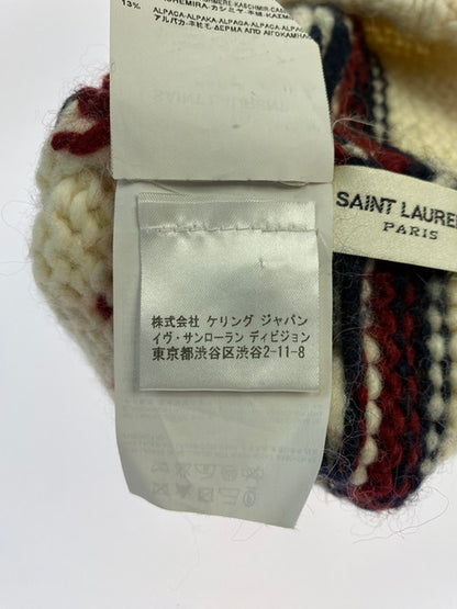 【中古品】【メンズ/レディース】 SAINT LAURENT サンローラン ノルディック ニットキャップ 帽子 ニット帽 185-250119-AS-32-min カラー：ホワイト 万代Net店