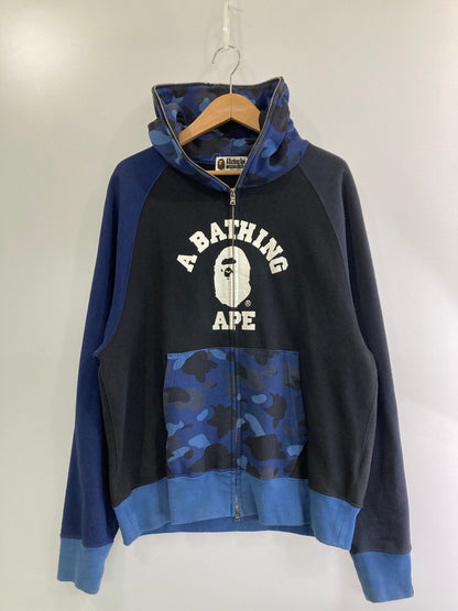 【中古品】【メンズ】 A BATHING APE アベイシングエイプ 001ZPI801008M CAMO RELAXED FIT FULL ZIP HOODIE フルジップパーカー 142-250118-AS-21-min サイズ：L カラー：ブラック/ネイビー 万代Net店