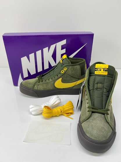 【中古美品】【レディース】 NIKE SB ナイキ スケートボーディング × ANTI HERO アンタイヒーロー 別注 コラボ ZOOM BLAZER MID QS HM5838-300 ズーム ブレーザー ミッド クイックストライク スニーカー 靴 160-260725-kk-12-hon カラー：ROUGH GREEN/AMARILLO 万代Net店