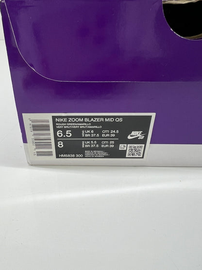 【中古美品】【レディース】 NIKE SB ナイキ スケートボーディング × ANTI HERO アンタイヒーロー 別注 コラボ ZOOM BLAZER MID QS HM5838-300 ズーム ブレーザー ミッド クイックストライク スニーカー 靴 160-260725-kk-12-hon カラー：ROUGH GREEN/AMARILLO 万代Net店