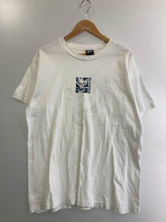 【中古品】【メンズ】 STUSSY ステューシー 紺タグ USA製 版画風 DRAGON SS TEE 半袖Tシャツ 142-250125-AS-34-min サイズ：L カラー：ホワイト 万代Net店