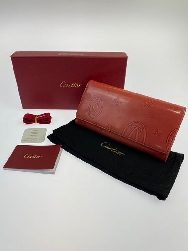 【現状渡し品】【レディース】 CARTIER カルティエ ハッピーバースデー 二つ折り長財布 3001252 財布 181-250204-jt-17-min カラー：RED 万代Net店