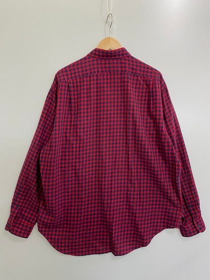 【中古品】【メンズ】 Polo by Ralph Lauren ポロバイラルフローレン 紺タグ 90S G.I.SHIRT ポニー無し 長袖 シャツ トップス 146-250126-ks-04-min サイズ：L カラー：レッド/ネイビー/ギンガムチェック 万代Net店