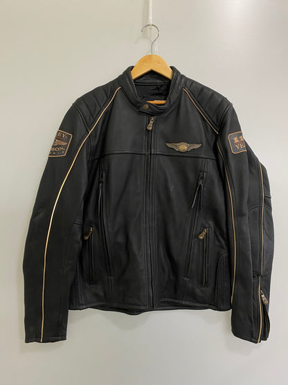 【現状渡し品】【メンズ】 HARLEY DAVIDSON ハーレーダビッドソン 110YEARS LEATHER JACKET レザージャケット 145-250126-ks-11-min サイズ：L カラー：ブラック 万代Net店