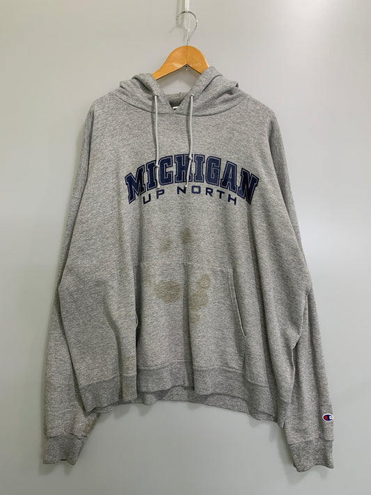 【現状渡し品】【メンズ】 CHAMPION チャンピオン AUTHELNTIC APPALEL 90's メキシコ製 L/S LOGO HOODED 90年代 ロングスリーブ ロゴ フーディー パーカー トップス 146-260617-yn-07-min サイズ：XXL カラー：グレー 万代Net店