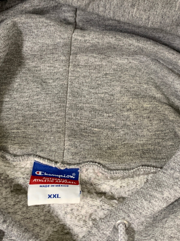 【現状渡し品】【メンズ】 CHAMPION チャンピオン AUTHELNTIC APPALEL 90's メキシコ製 L/S LOGO HOODED 90年代 ロングスリーブ ロゴ フーディー パーカー トップス 146-260617-yn-07-min サイズ：XXL カラー：グレー 万代Net店