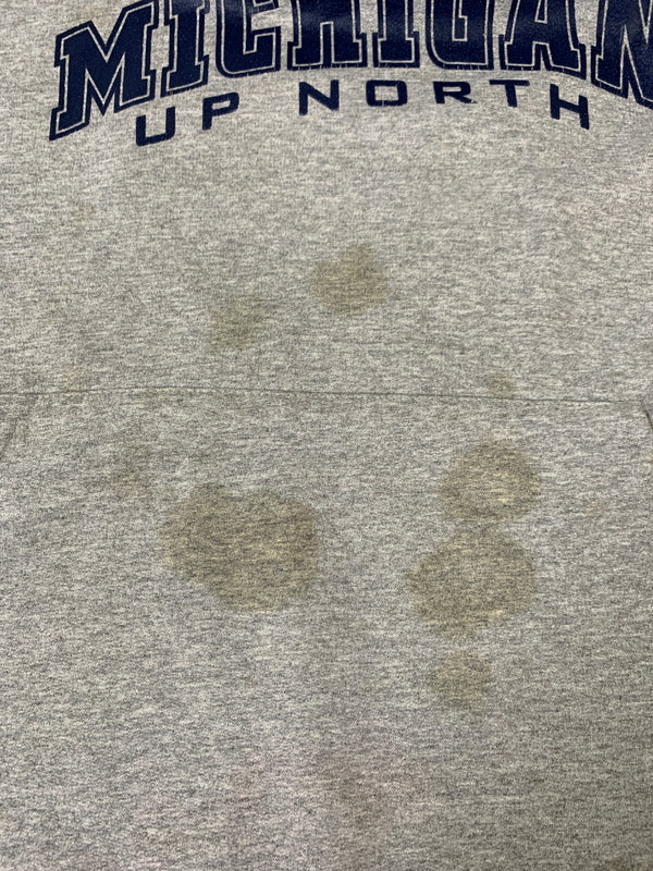 【現状渡し品】【メンズ】 CHAMPION チャンピオン AUTHELNTIC APPALEL 90's メキシコ製 L/S LOGO HOODED 90年代 ロングスリーブ ロゴ フーディー パーカー トップス 146-260617-yn-07-min サイズ：XXL カラー：グレー 万代Net店