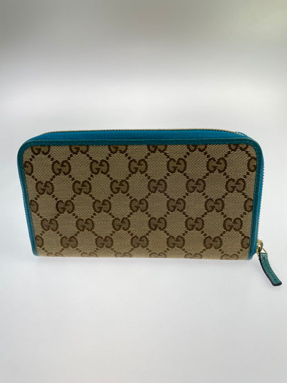 【中古品】【メンズ/レディース】 GUCCI グッチ GGキャンバス ラウンドファスナー 363423  財布 長財布 181-250204-jt-14-min カラー：ブラウン/ブルーグリーン 万代Net店