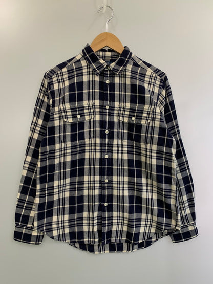 【中古品】【メンズ】 RALPH LAUREN ラルフローレン ELBOW PATCH L S CHECK SHIRT レギュラー カラー シャツ チェック柄 エルボーパッチ 長袖シャツ 146-250128-em-21-min サイズ：L カラー：ネイビー/ホワイト 万代Net店