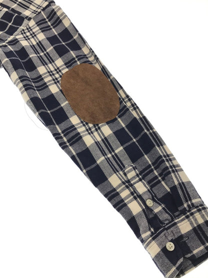 【中古品】【メンズ】 RALPH LAUREN ラルフローレン ELBOW PATCH L/S CHECK SHIRT エルボー パッチ ロングスリーブ チェック シャツ トップス 146-260508-ty-05-tag サイズ：L カラー：ネイビー 万代Net店