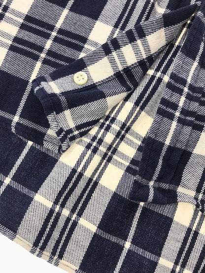 【中古品】【メンズ】 RALPH LAUREN ラルフローレン ELBOW PATCH L/S CHECK SHIRT エルボー パッチ ロングスリーブ チェック シャツ トップス 146-260508-ty-05-tag サイズ：L カラー：ネイビー 万代Net店