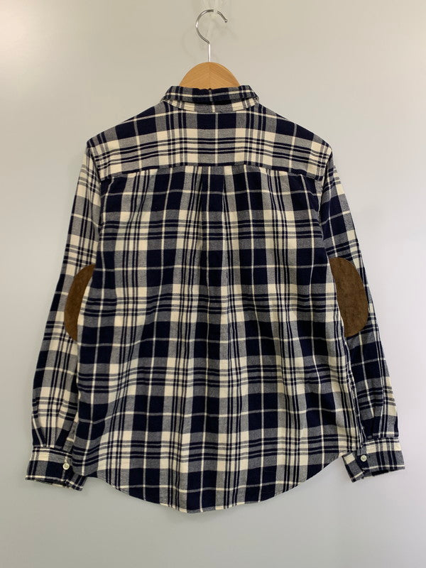 【中古品】【メンズ】 RALPH LAUREN ラルフローレン ELBOW PATCH L S CHECK SHIRT レギュラー カラー シャツ チェック柄 エルボーパッチ 長袖シャツ 146-250128-em-21-min サイズ：L カラー：ネイビー/ホワイト 万代Net店