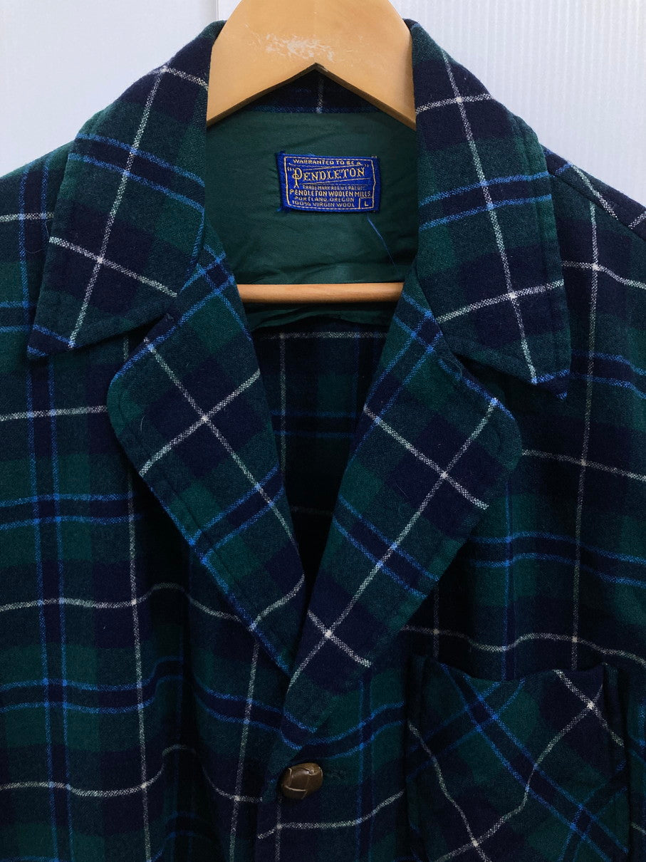 【中古品】【メンズ】 PENDLETON ペンドルトン  50'S 3B WOOL JACKET 50年代 3ボタン ウールジャケット ライトアウター ジャケット 146-250128-jt-20-min サイズ：L カラー：ネイビー/グリーン/チェック柄 万代Net店