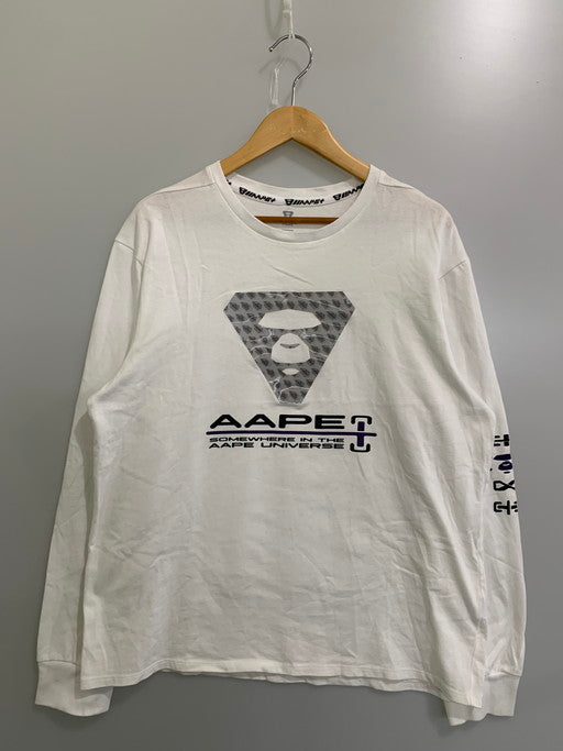 【中古品】【メンズ】 AAPE BY A BATHING APE エーエイプバイアベイシングエイプ AAPLTM1242XXJ LS PRINT TEE Tシャツ ティーシャツ ロンT ロンティー 長袖 142-250203-AB-28-min サイズ：L カラー：ホワイト 万代Net店
