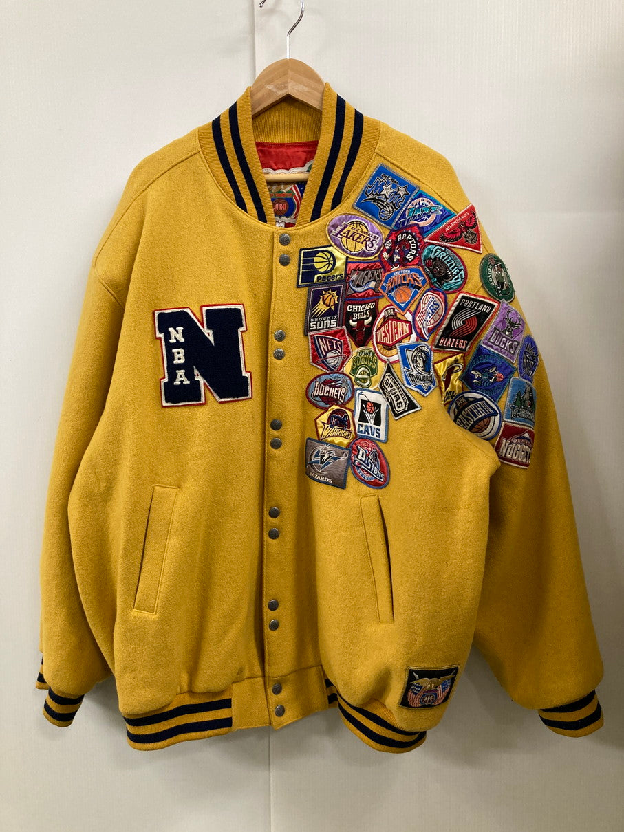 【中古品】【メンズ】  JEFF HAMILTON ジェフ・ハミルトン NBA ALL-STAR VARSITY JACKET NBAオールスター バーシティージャケット アウター スタジャン 146-250128-jt-09-min サイズ：3X カラー：イエロー 万代Net店