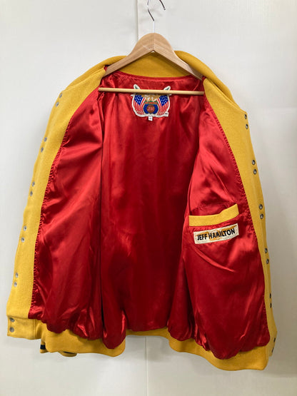 【中古品】【メンズ】  JEFF HAMILTON ジェフ・ハミルトン NBA ALL-STAR VARSITY JACKET NBAオールスター バーシティージャケット アウター スタジャン 146-250128-jt-09-min サイズ：3X カラー：イエロー 万代Net店